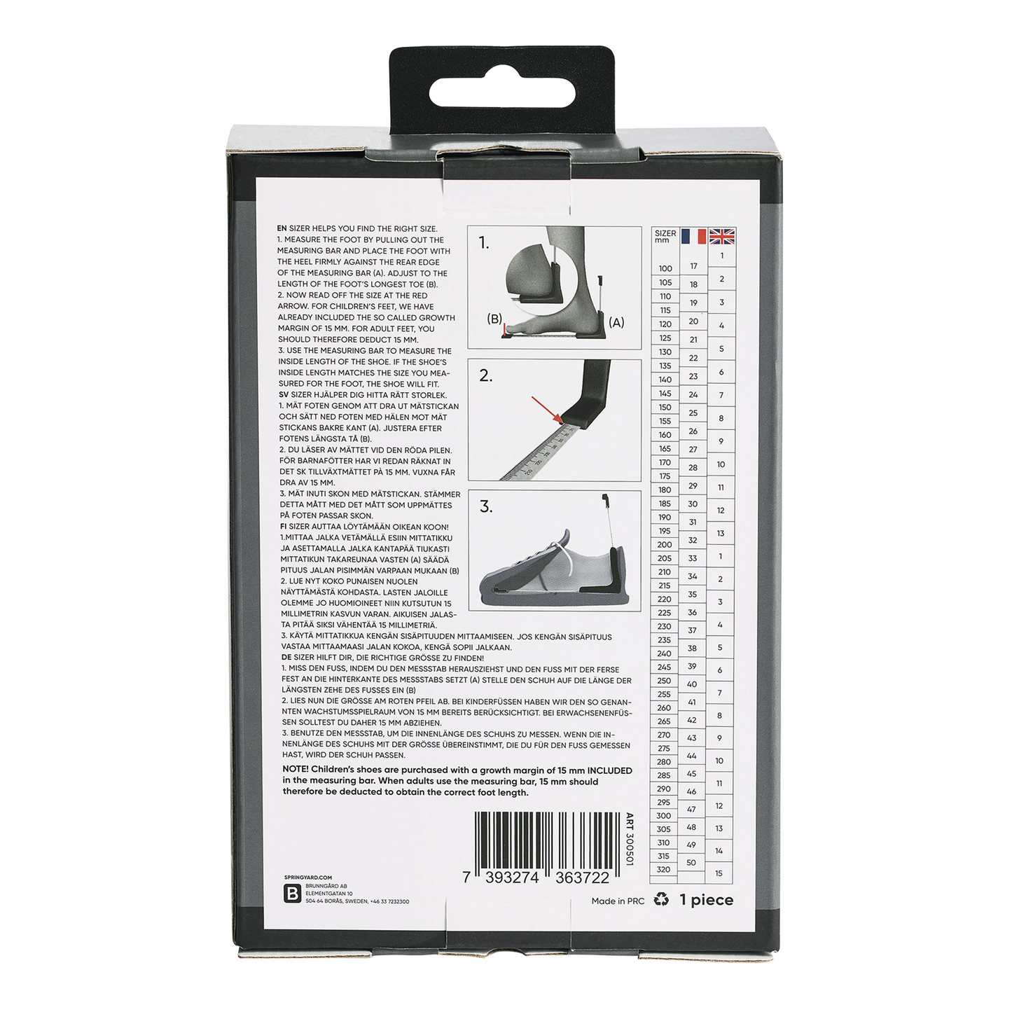 Mätsticka Sizer | Mäter skor & fötter