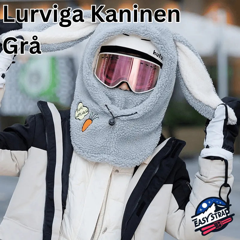 Skidhuvan | Gör skidåkningen roligare Easy Strap TJÅKKO Lurviga kaninen - Grå