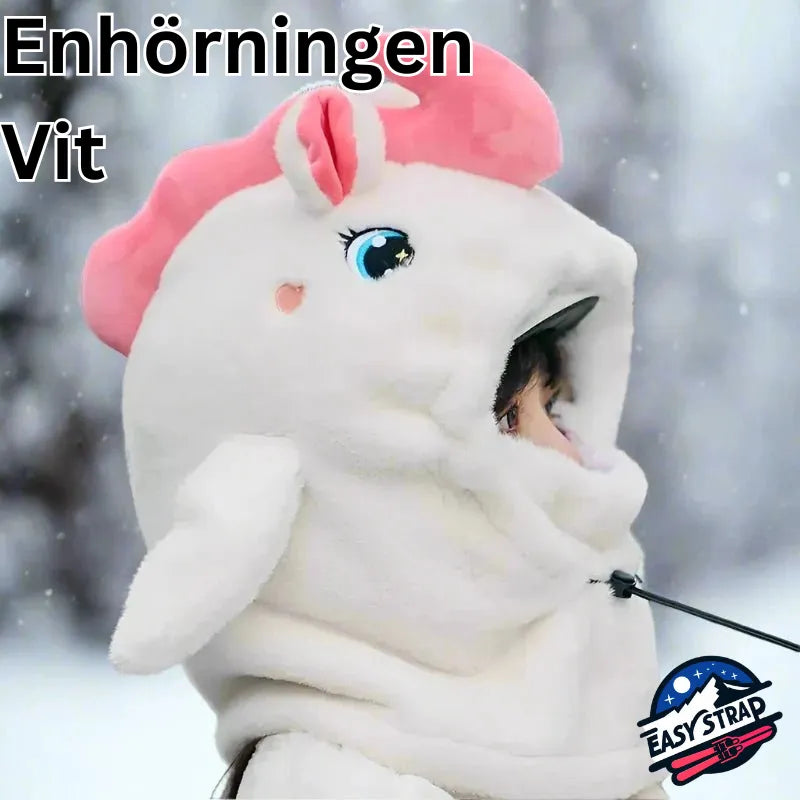 Skidhuvan | Gör skidåkningen roligare Easy Strap TJÅKKO Vita Enhörningen