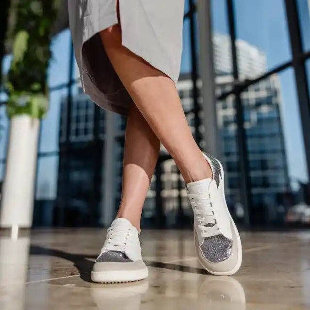 Shapen | Charm | Sneakers with glitter and leather