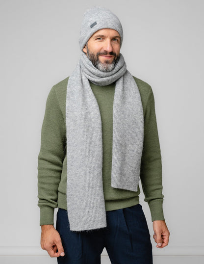 Natural Baby Alpaca and Merino Wool Light Fisherman's Rib Scarf