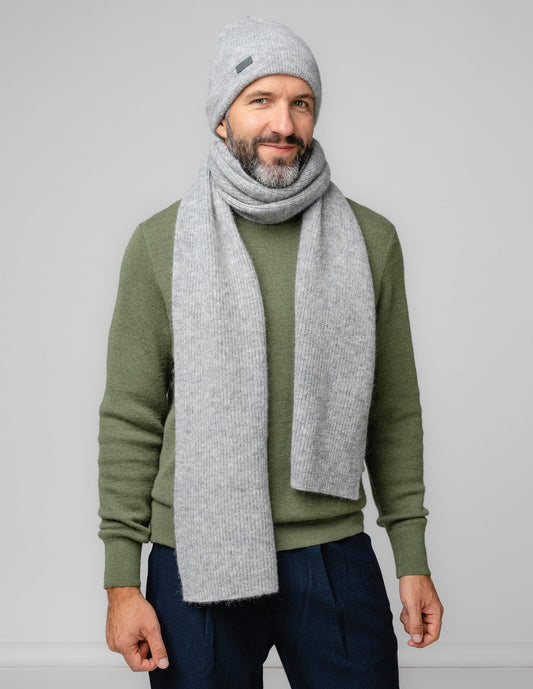 Natural Baby Alpaca and Merino Wool Light Fisherman's Rib Scarf